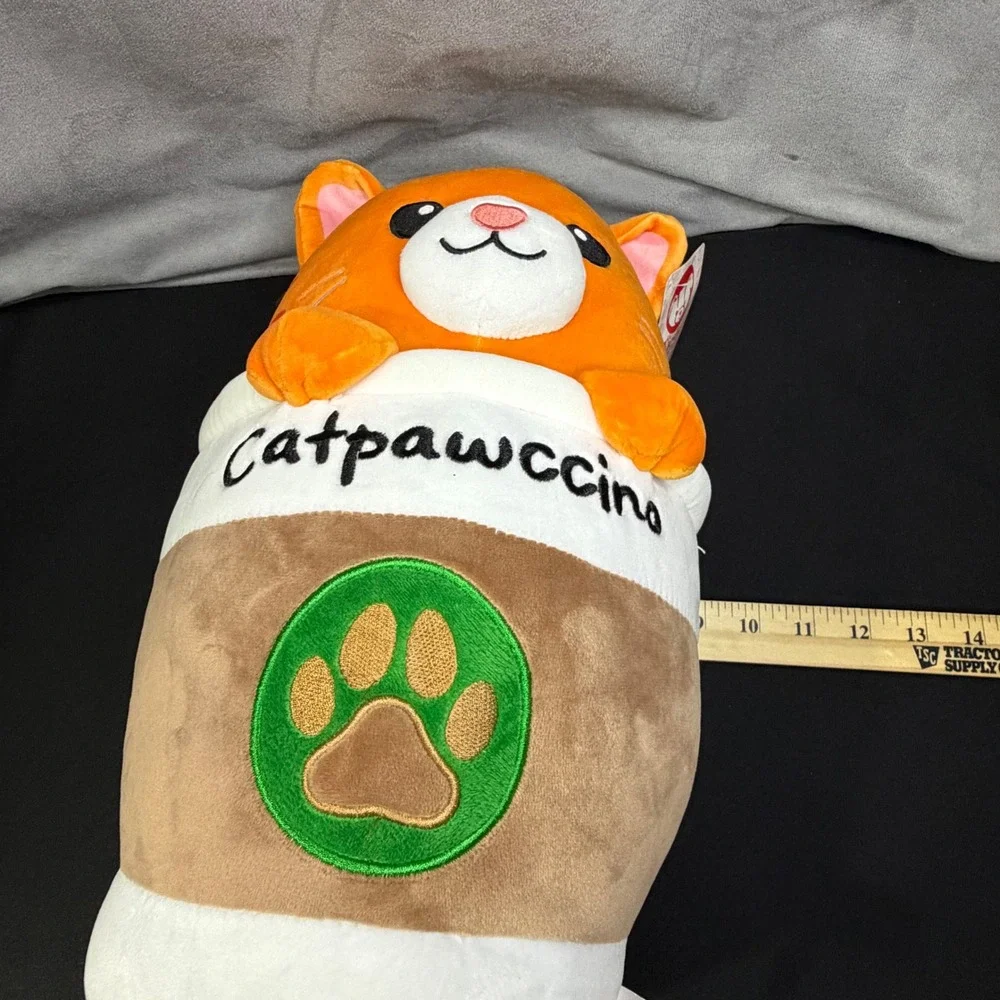 Fiesta Catpawccino Plush Toy ‎ 13 Inch Orange Coffee Cup Cat Squishy C22265